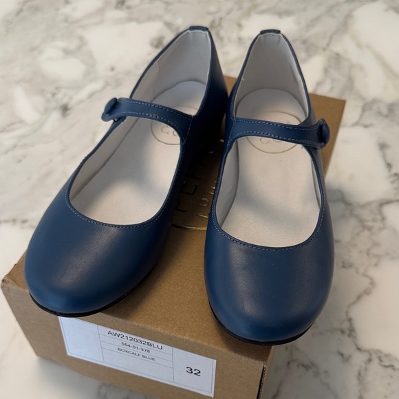 Pepa London Classic Mary Jane Flats in “Boxcalf Blue” - Picture 2 of 5